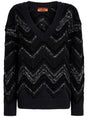 MISSONI Plunging V-Neck Knit Sweater with Sequin Detail