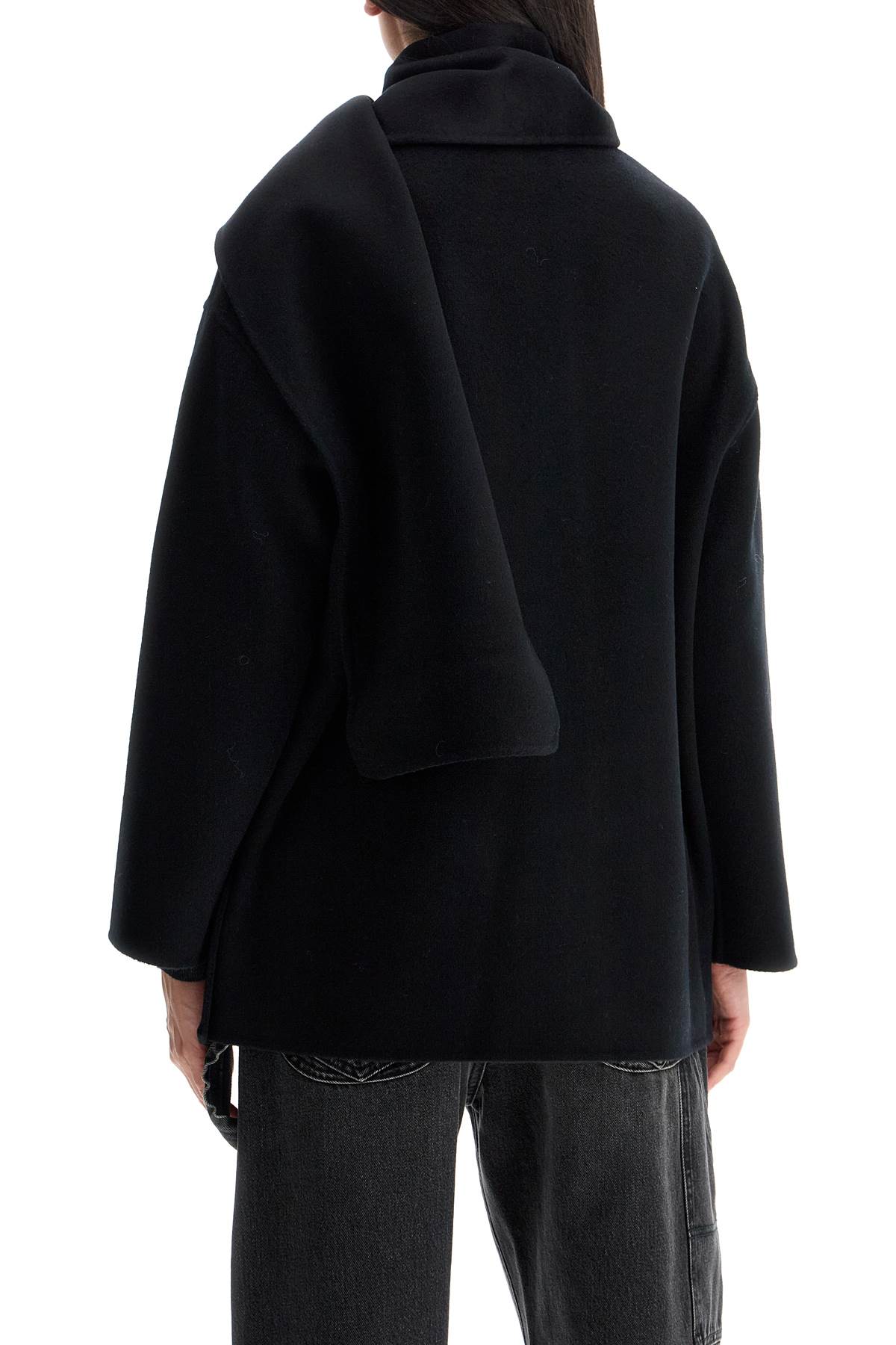 THE DYNAMIS STUDIO Antwerp Boxy Wool Jacket with Removable Scarf - Size 38