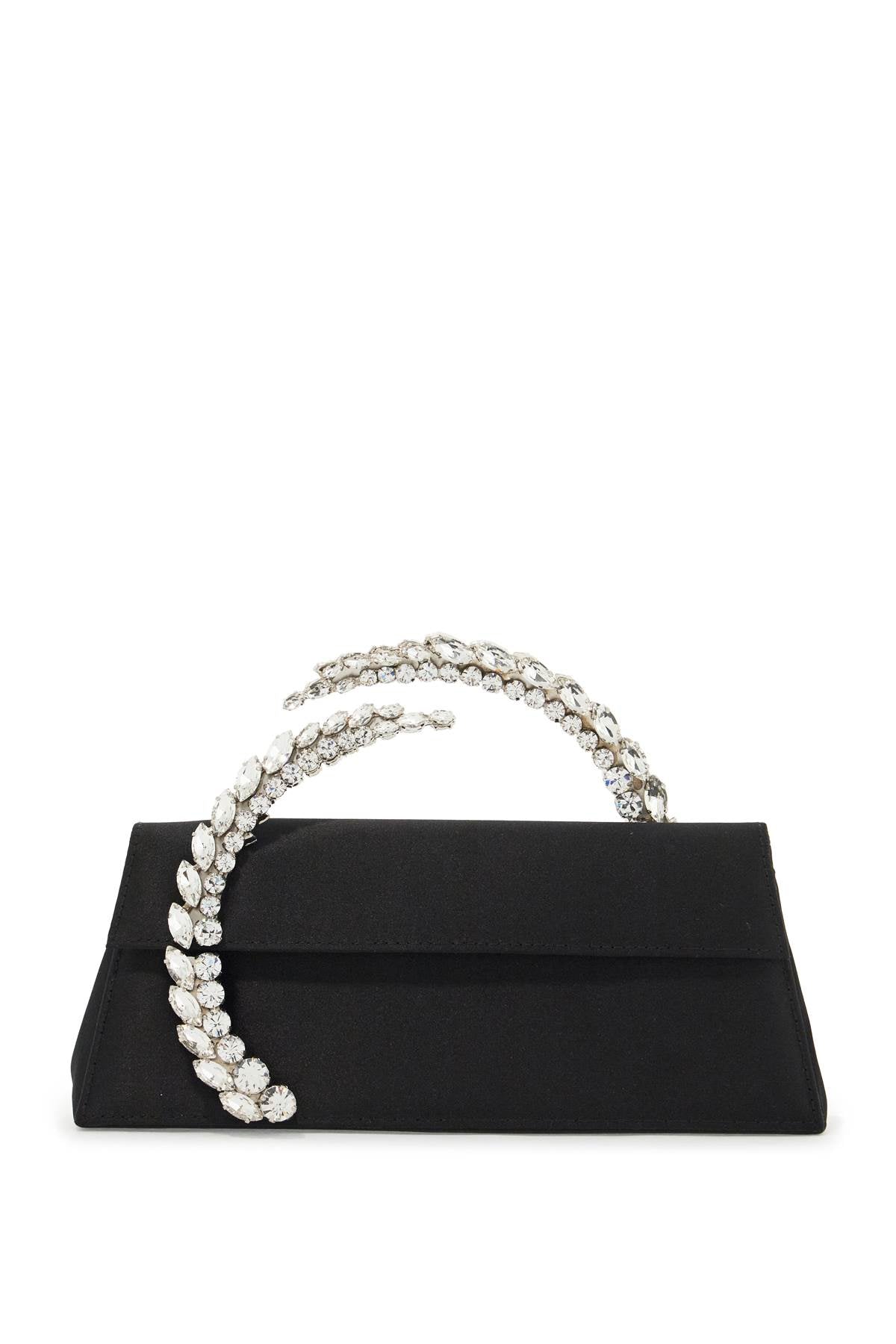 L'ALINGI Structured Silk Satin Clutch with Crystal Accents