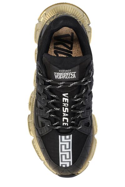 VERSACE Black Leather and Raffia Sneakers for Men