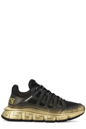 VERSACE Black Leather and Raffia Sneakers for Men