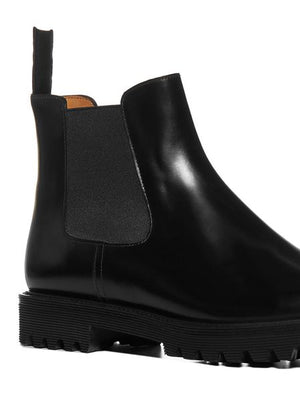 Giày Boots Cổ Ngắn Da Đen Sang Trọng Cho Nữ - Thu Đông 23