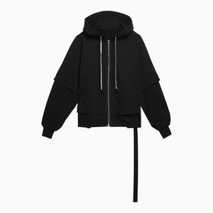 DRKSHDW Double Long Sleeve Hooded Black Cotton Sweatshirt for Men