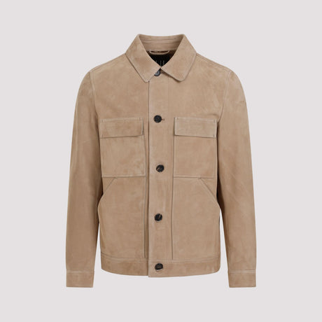 DUNHILL Brown Suede Tailored Jacket for Men