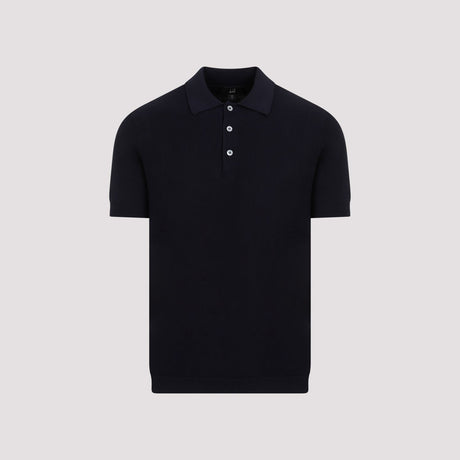 DUNHILL Blue Textured Cotton Polo for Men - SS24 Collection