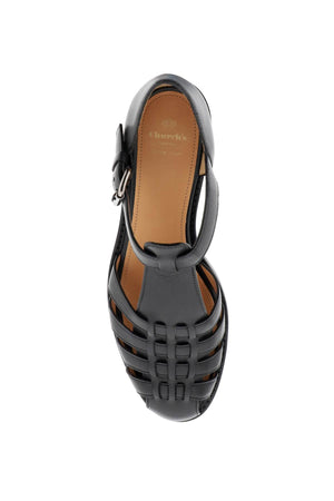 CHURCH'S Sleek and Chic: Black Leather Caged Sandals for Fashionable Women