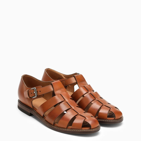 Hazelnut Leather Low Sandals for Women - SS23 Collection