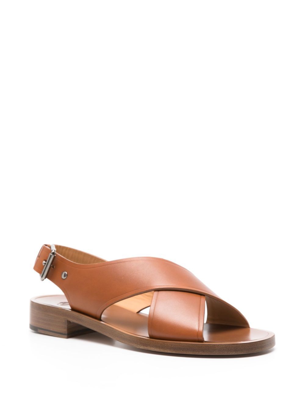 CHURCH'S Women's Brown Cross-Strap Leather Sandals