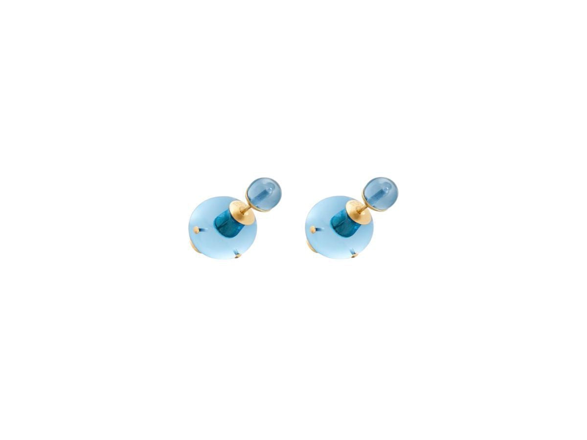 DIOR Stunning Gold and Blue Triple Layer Earrings for Women - SS22 Collection