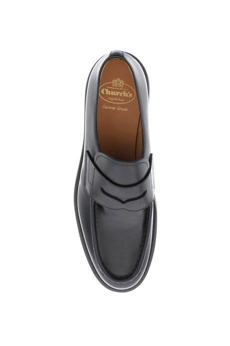 CHURCH'S Black Lynton Mocassins for Men - Semi-Gloss Leather, Raised Apron, Leather Interior, Rubber Sole