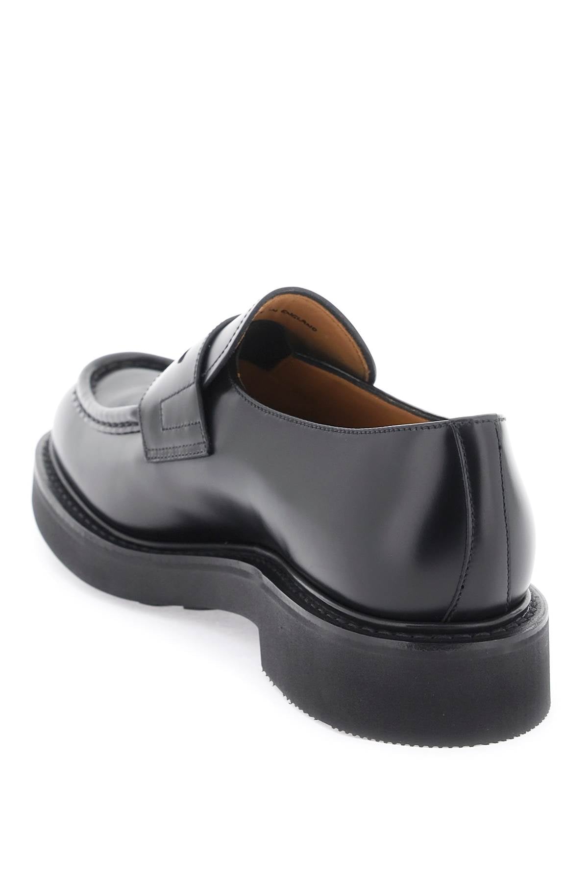 CHURCH'S Black Lynton Mocassins for Men - Semi-Gloss Leather, Raised Apron, Leather Interior, Rubber Sole