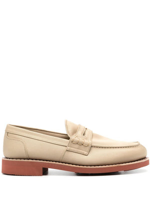 CHURCH'S Beige Canvas Loafers with Terracotta Rubber Sole for Men