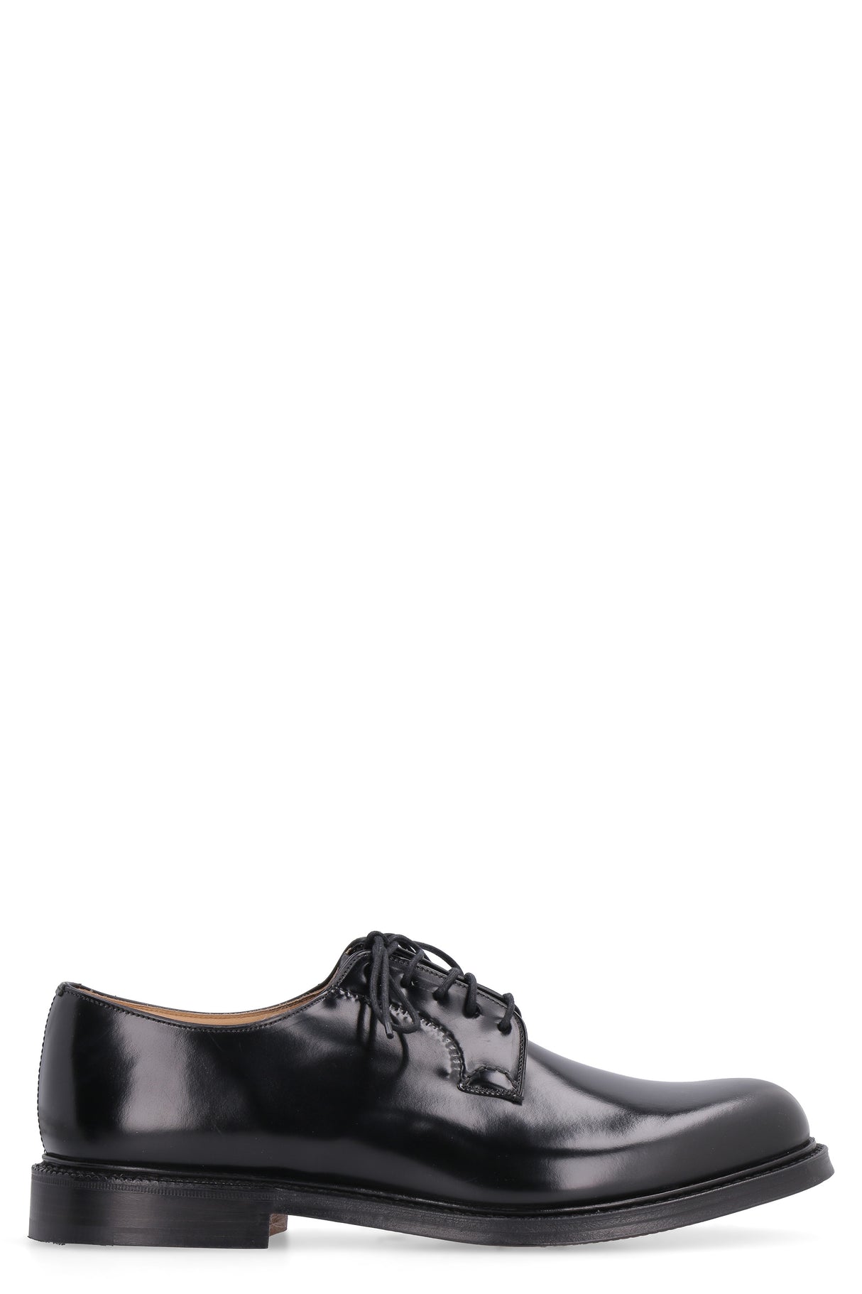 حذاء رسمي أسود للرجال مع خياطة يدوية ورباط جلدي