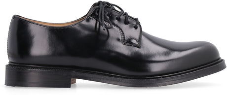 男士黑色正装鞋，手工缝线及皮质鞋带 - 英国尺码