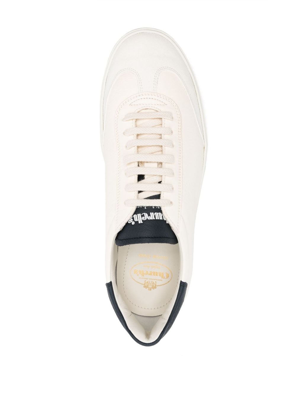 CHURCH'S Timeless Luxury Leather Sneakers for Men - Ivory White and Navy Blue