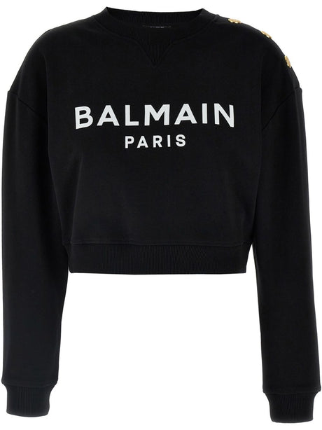 BALMAIN Organic Cotton Cropped Sweatshirt