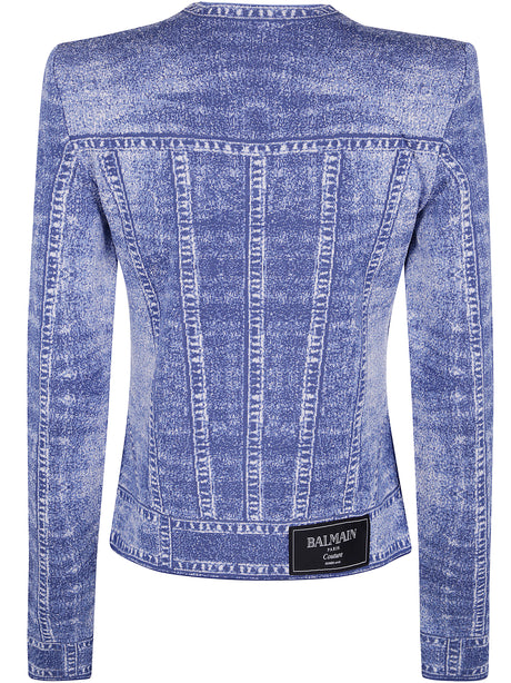 BALMAIN Long Sleeve Denim Trompe L'œil Cardigan