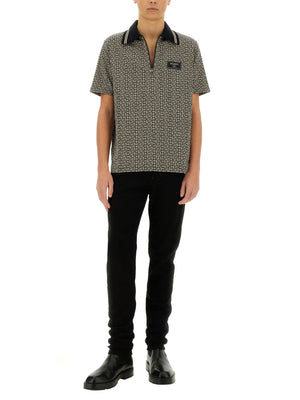 BALMAIN Men's Monogram Polo Shirt - Size L