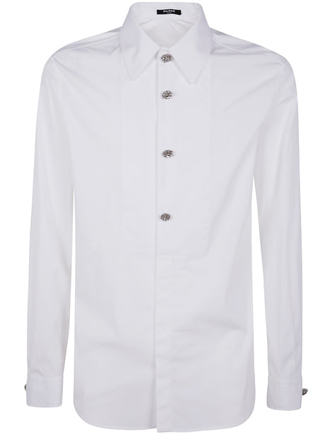 BALMAIN Tuxedo Embellished Button Popeline Shirt - SS25