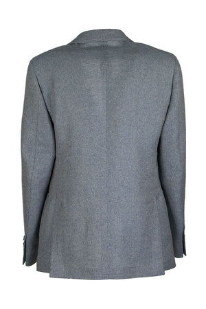 男裝款式 - 藍色馬海毛單排扣夏日西裝外套，SS20系列