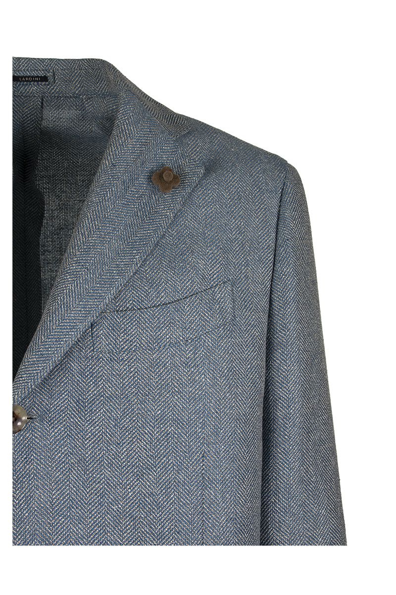 Blue Herringbone Pattern Single-Breasted Jacket for Men, SS20 Collection