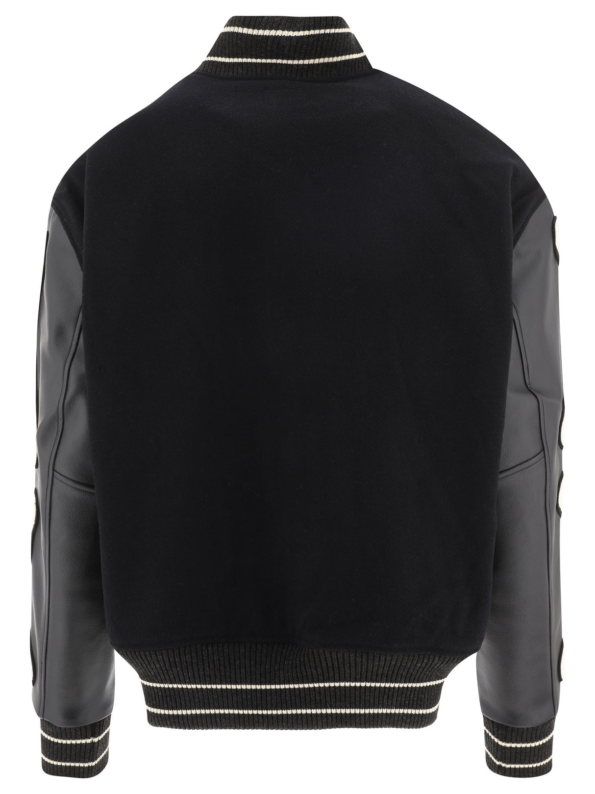 KAPITAL I-Five Classic Black Wool Varsity Bomber Jacket