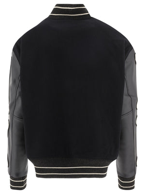 KAPITAL I-Five Classic Black Wool Varsity Bomber Jacket