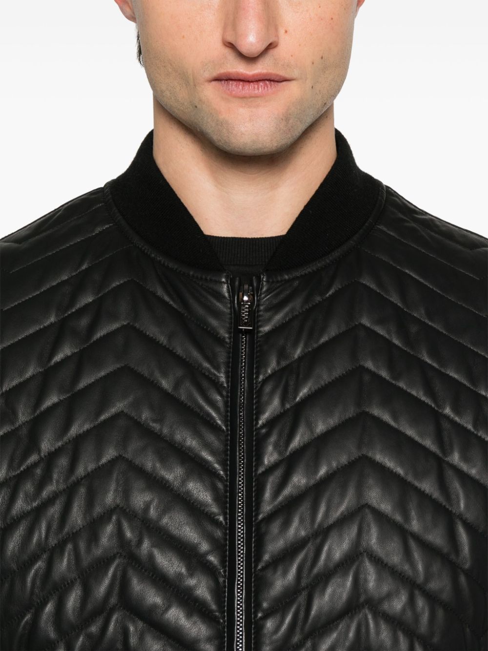 EMPORIO ARMANI Men's Leather Bomber Jacket