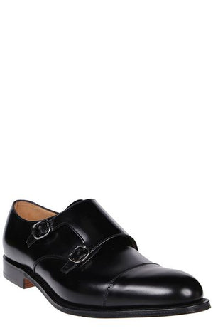 CHURCH'S Men's Black Derby Dress Shoes with Side Buckles and Leather Sole for SS24