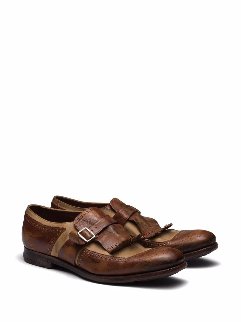 CHURCH'S Brown Calf Leather Lace-Up Monk Shoes for Men - SS24 Collection