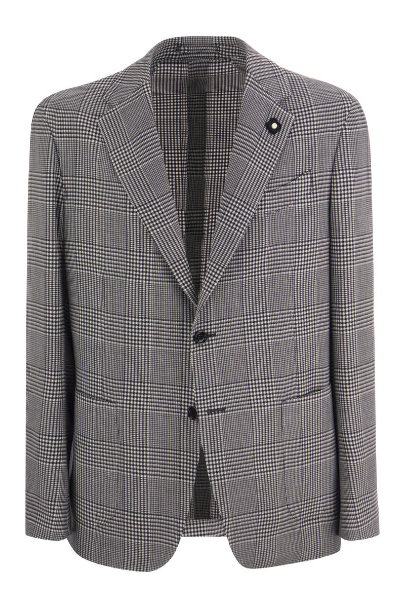 LARDINI Men's Grey Houndstooth Wool Jacket - SS23