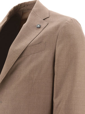 LARDINI Double-Breasted Beige Blazer for Men