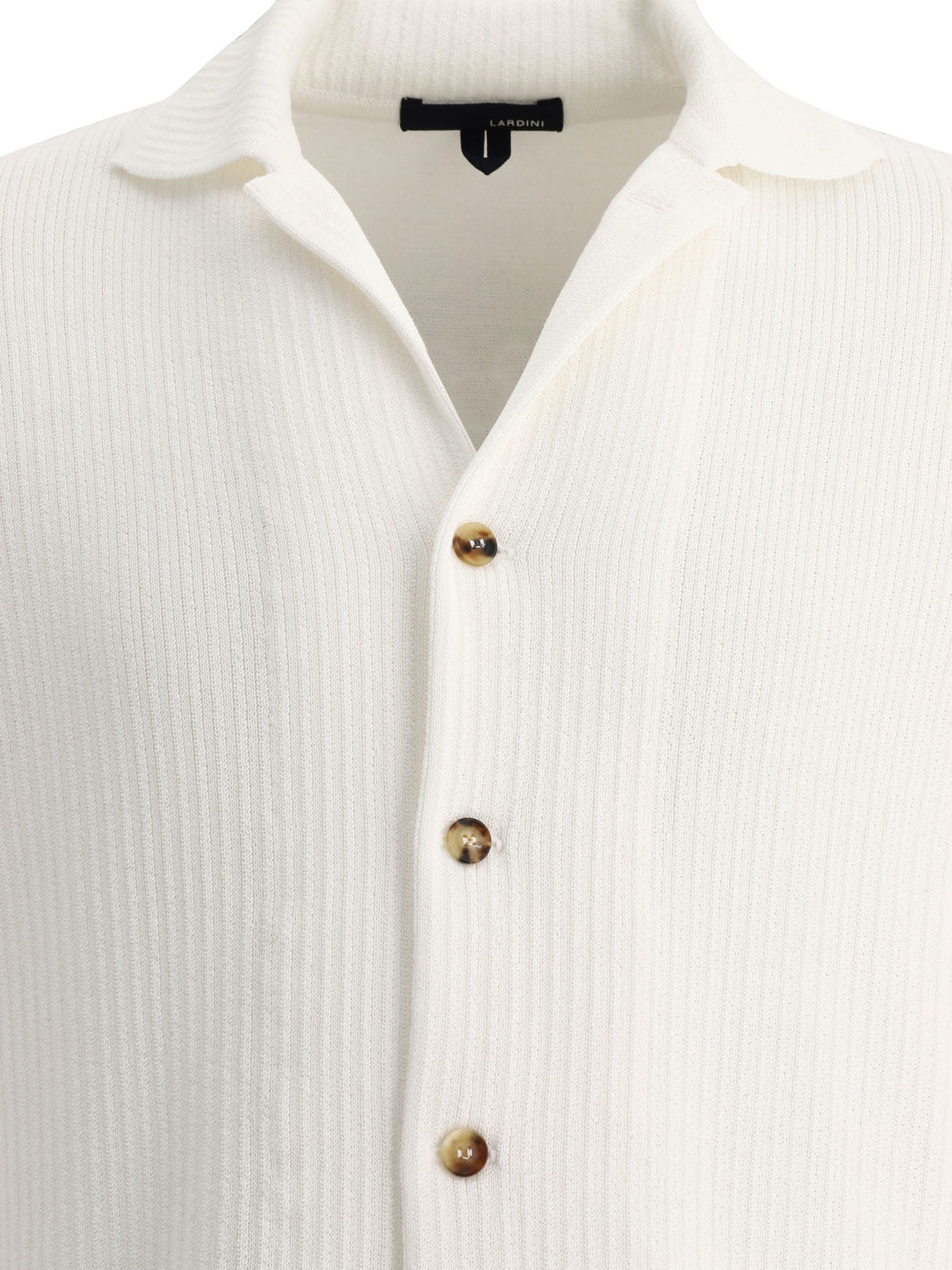 LARDINI Men's White Ribbed Cardigan - Regular Fit for SS23