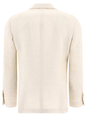 LARDINI Beige Single-Breasted Linen Blend Blazer for Men