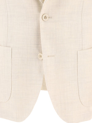 LARDINI Beige Single-Breasted Linen Blend Blazer for Men