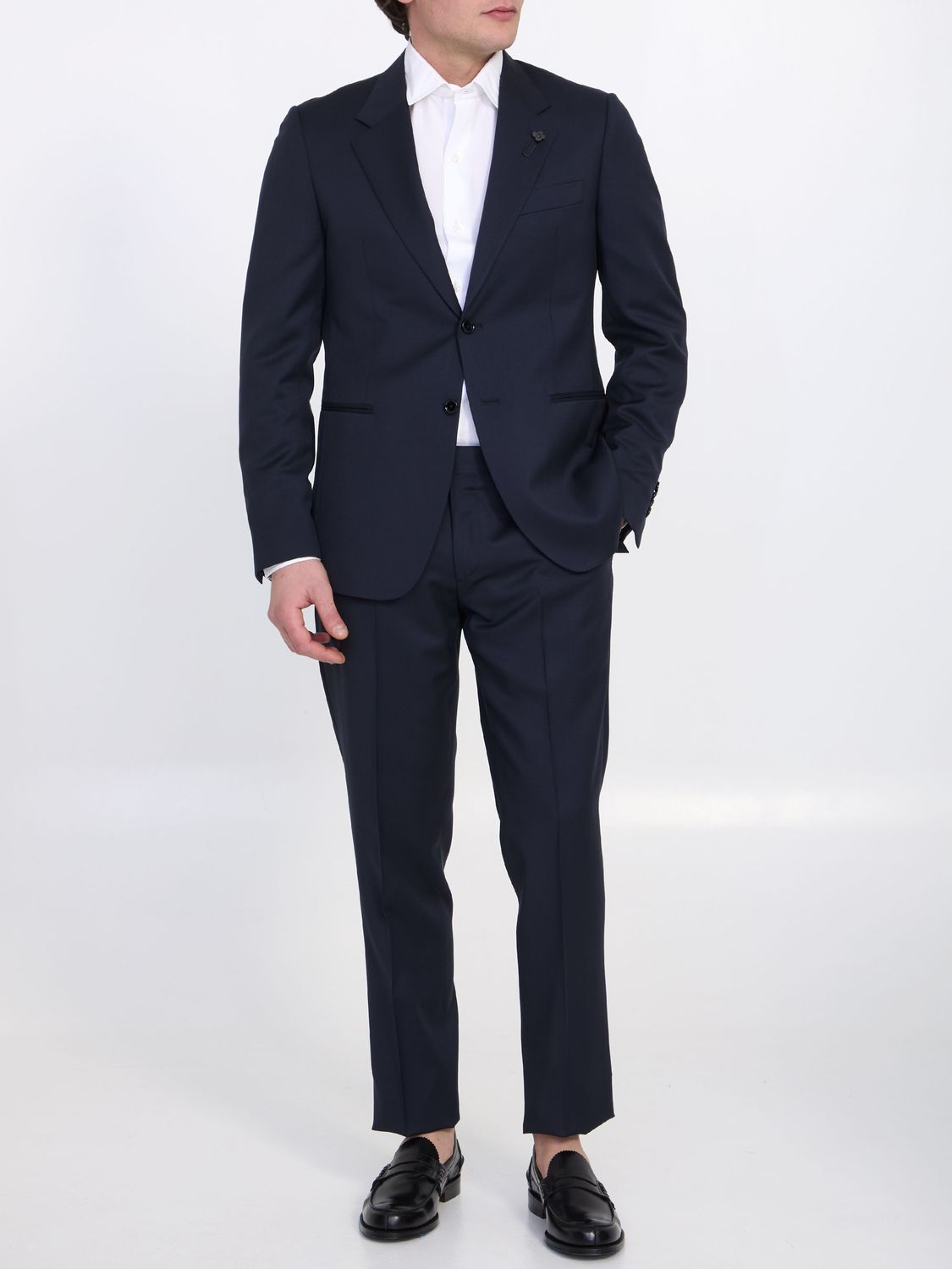 Black Two-Piece Suit in 100% Wool for Men - SS24 Collection