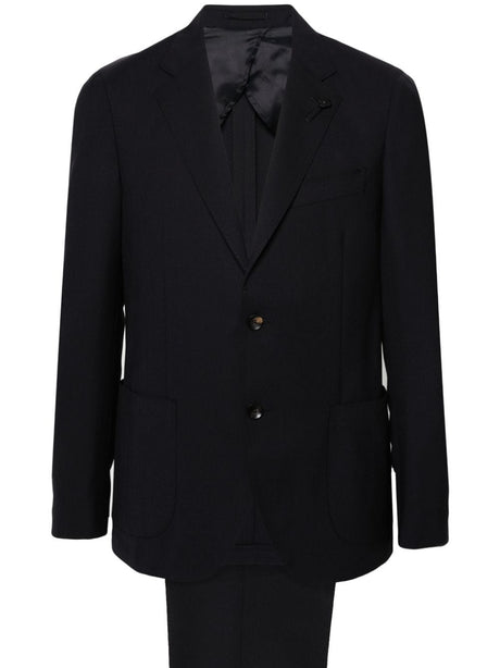 LARDINI Stylish Midnight Blue Wool Blazer and Trouser Set for Men