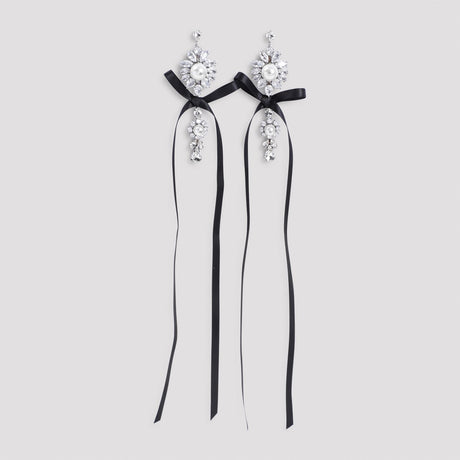 SIMONE ROCHA Long Crystal Crest Bow Earrings