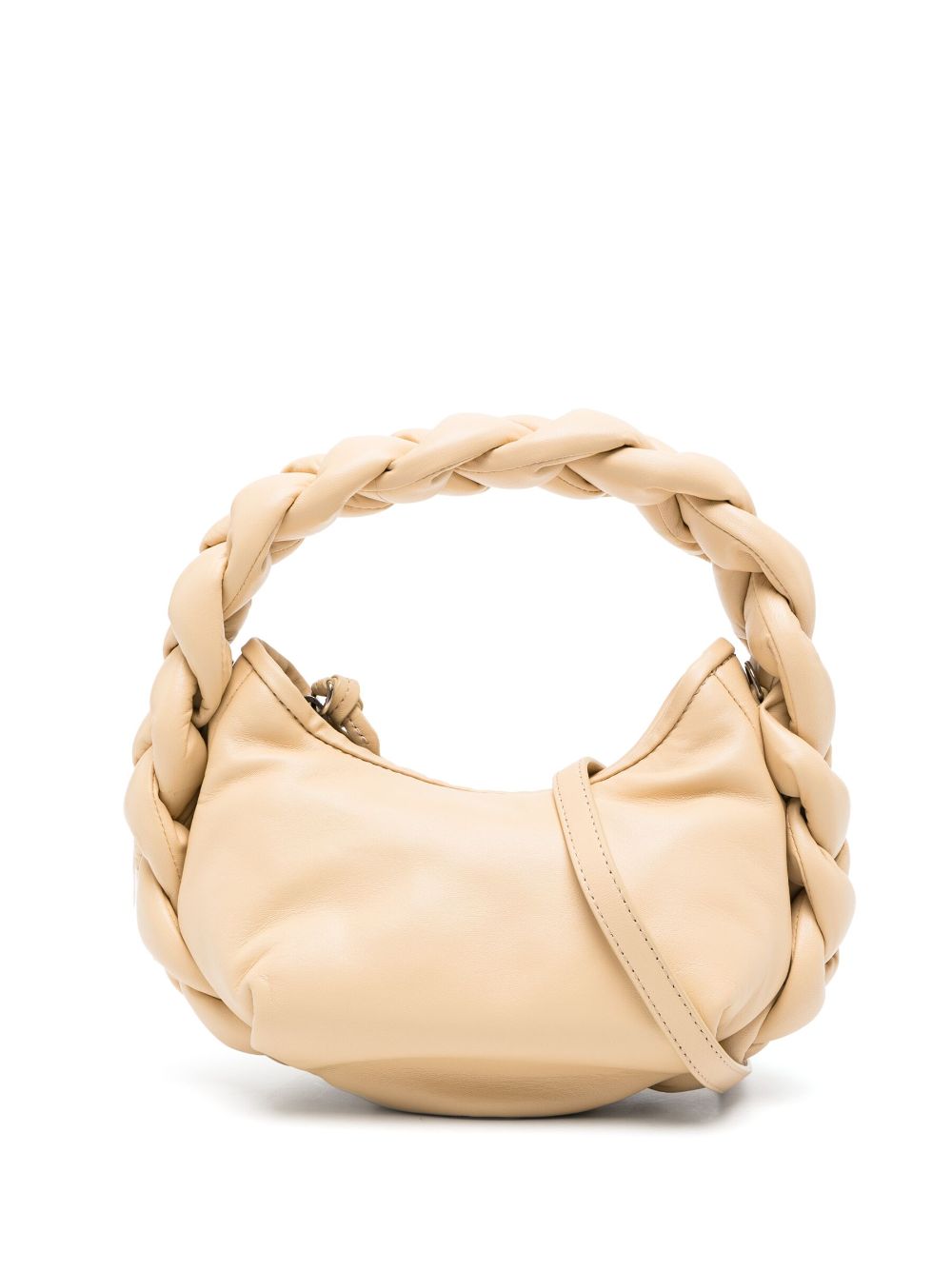 HEREU Mini Espiga Taupe Leather Crossbody Bag with Braided Handle and Detachable Strap