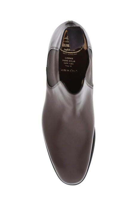 حذاء شيلسي من الجلد الأصلي بإدخالات مرنة وحلقة سحب - بني