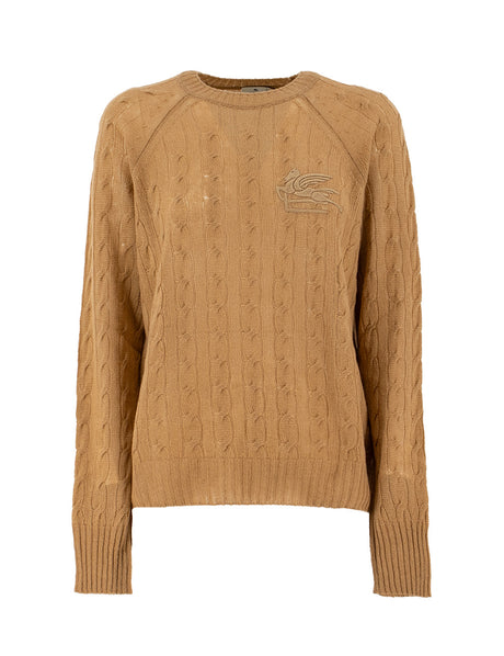 ETRO Cashmere Crew-Neck Cable Knit Sweater for Women