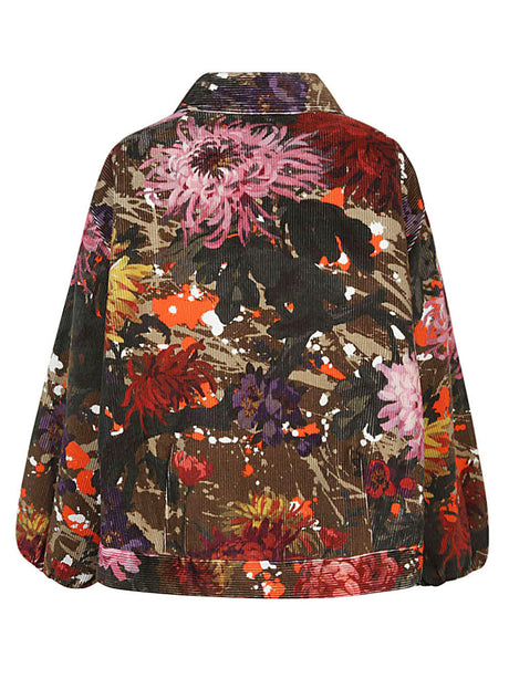 マルチカラーの花柄ボンバージャケット (ブランド名を除外し、外国語を避ける)