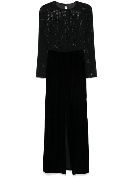 EMPORIO ARMANI Long Velvet Dress with Panel Design