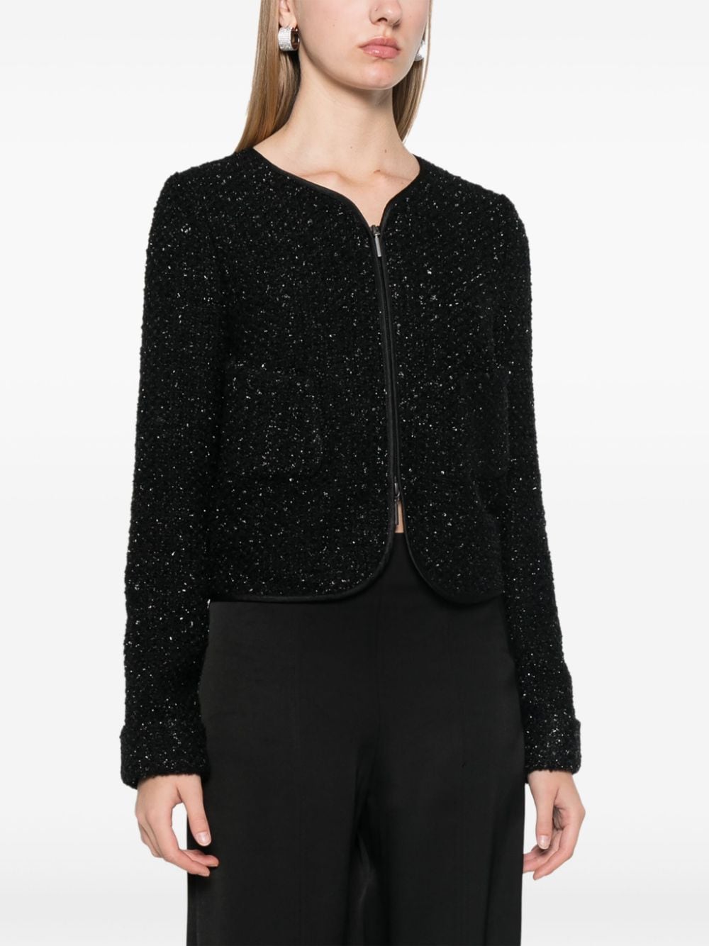 EMPORIO ARMANI Lurex Detail Jacket with Sequin Embellishment