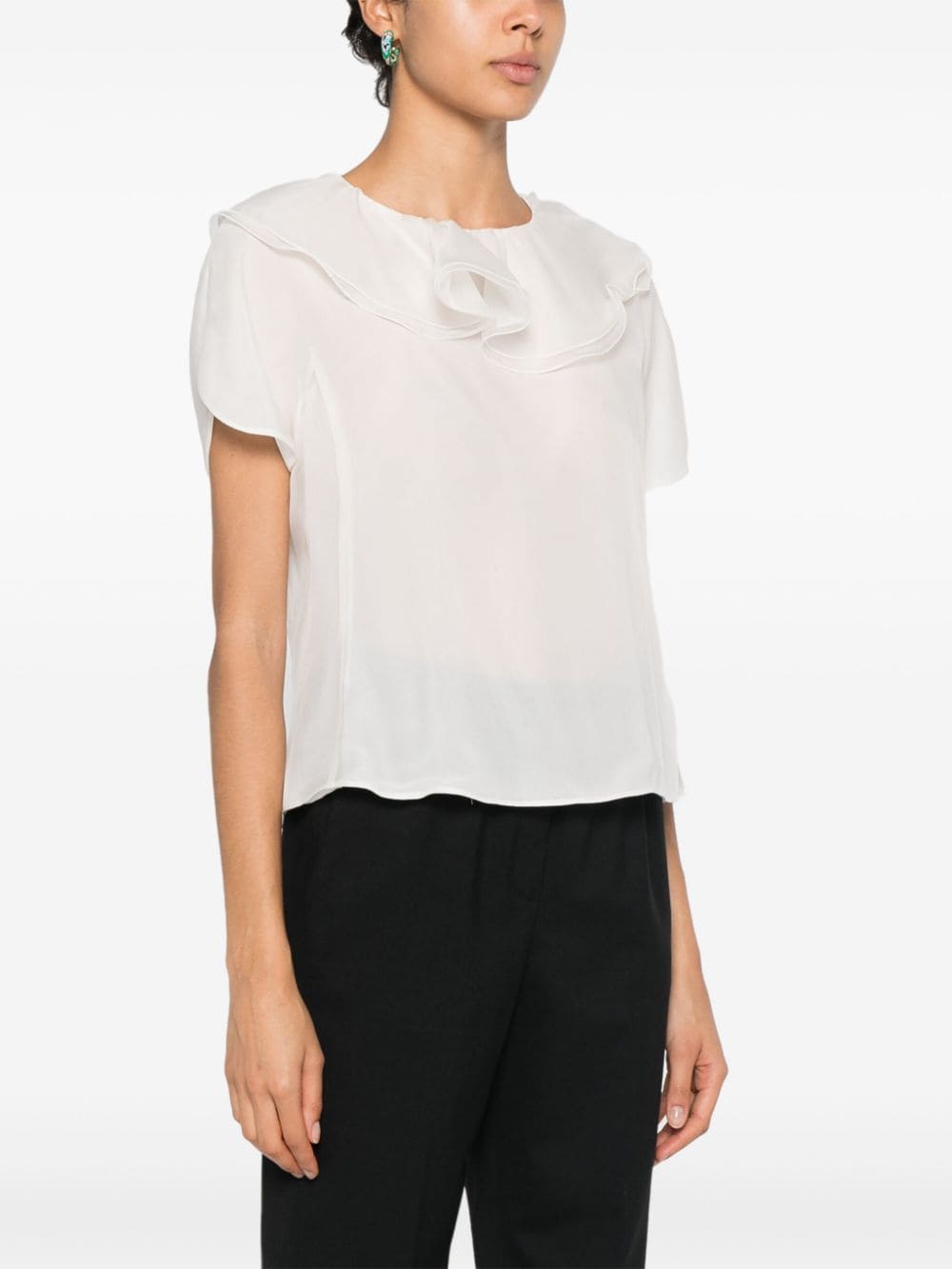 EMPORIO ARMANI Silk Ruffled Mini Top