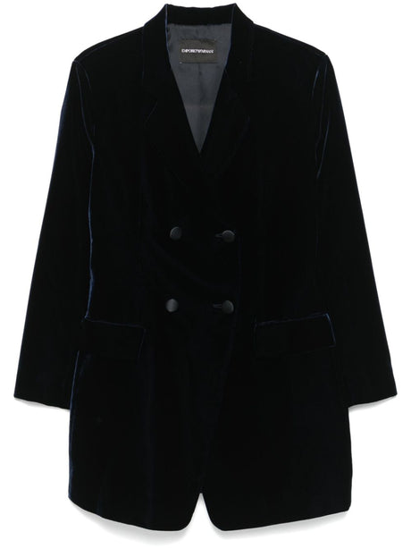 EMPORIO ARMANI Double-Breasted Velvet Jacket for Women - FW24