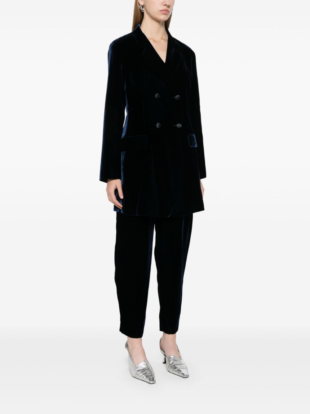 EMPORIO ARMANI Double-Breasted Velvet Jacket for Women - FW24