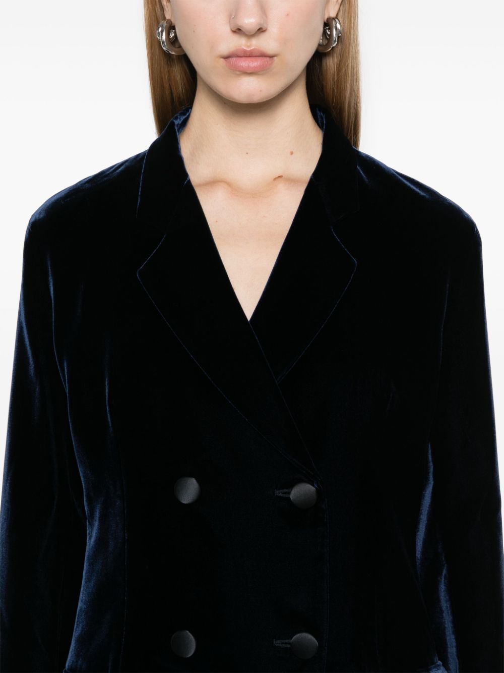 EMPORIO ARMANI Double-Breasted Velvet Jacket for Women - FW24