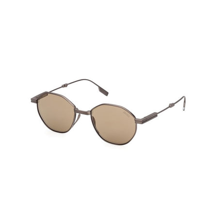 ERMENEGILDO ZEGNA Luxury Titanium Sunglasses with Shiny Light Bronze Frame