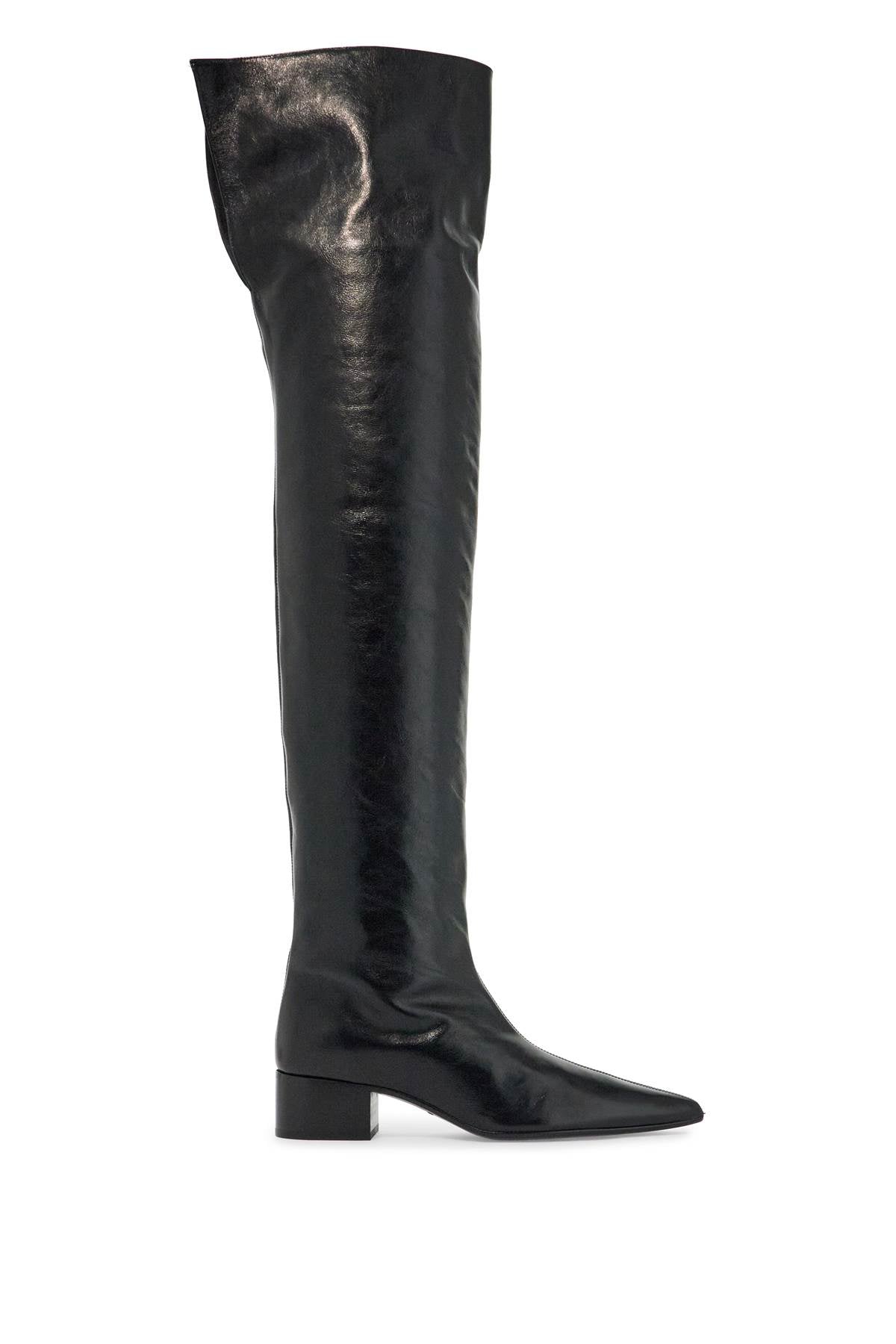 KHAITE Women's Thigh-High Glossy Leather Boots